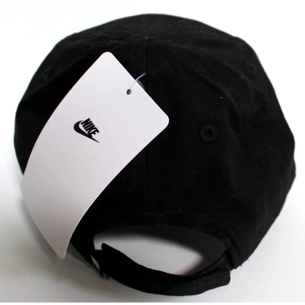 Nike Club Kids Adjustable Strapback Black Baseball Hat Cap 4-7 Embroidered Logo